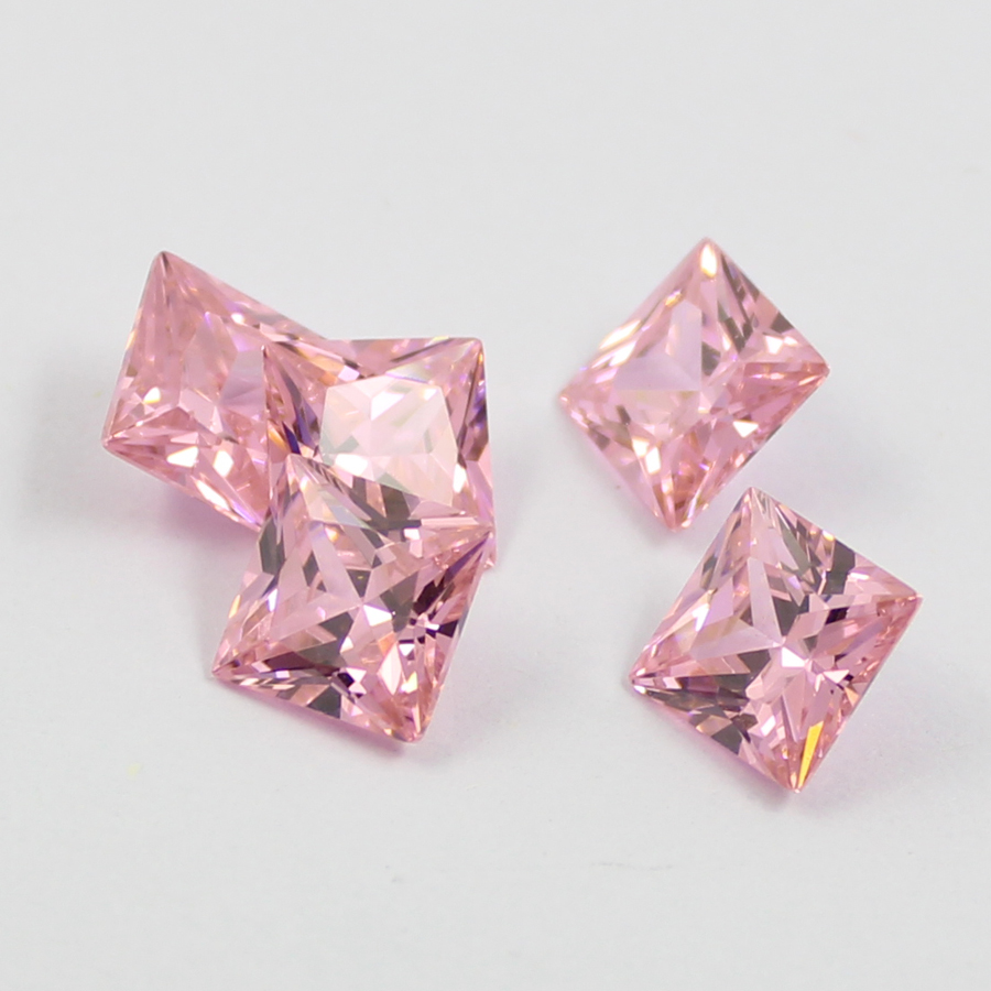 square princess cut pink cubic zirconia