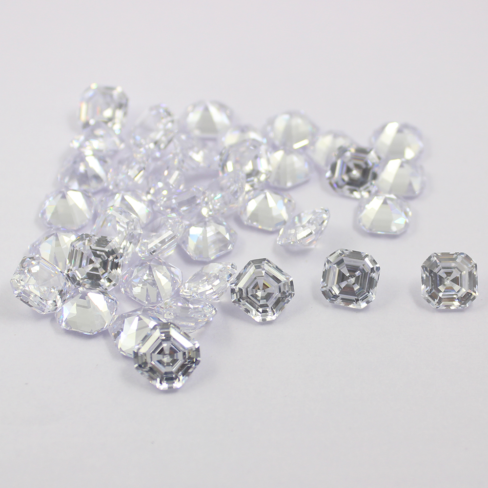 asscher cubic zirconia white manufacturer