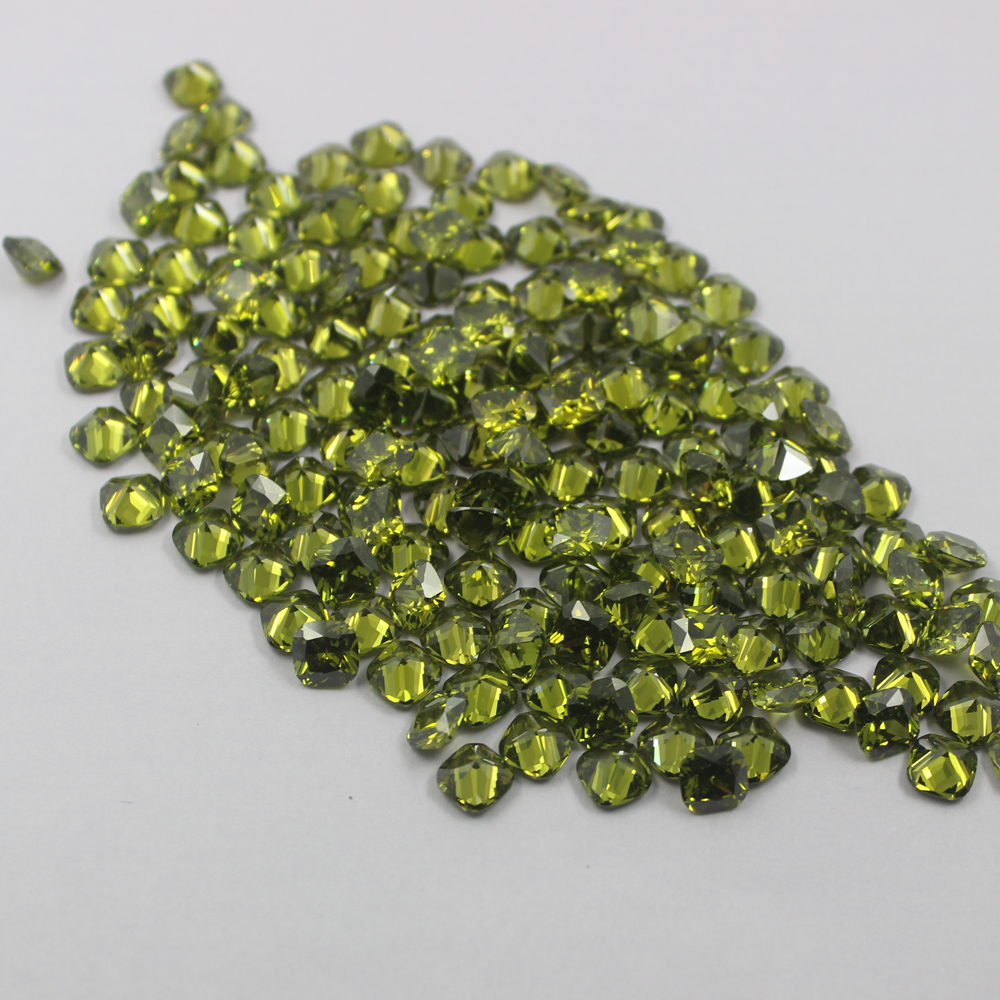 cushion cubic zirconia peridot China