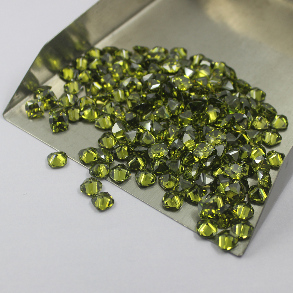 cushion cubic zirconia peridot supplier