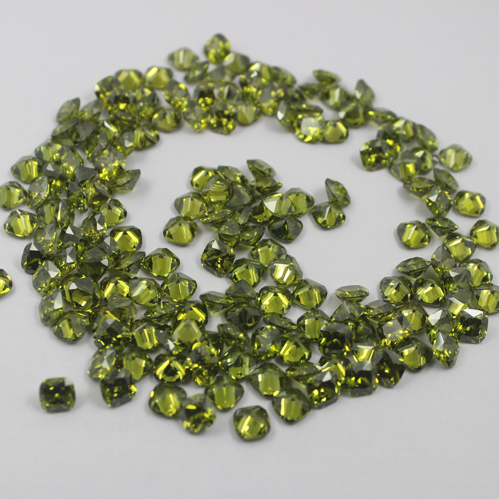 cushion cubic zirconia peridot wholesale price