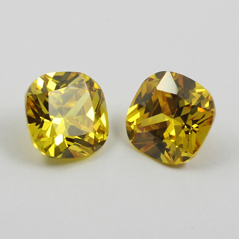 cushion cubic zirconia yellow wholesale price