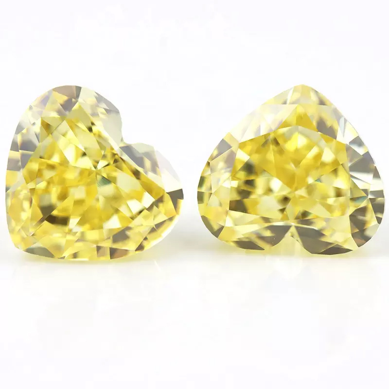 canary yellow crushed ice heart cut cubic zirconia China
