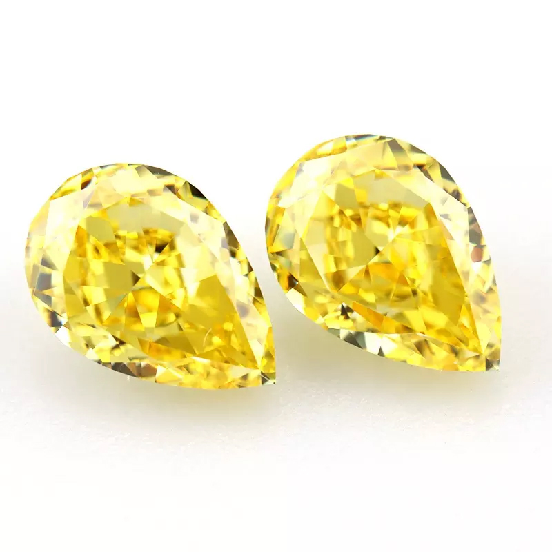 canary yellow crushed ice pear cut cubic zirconia supplier