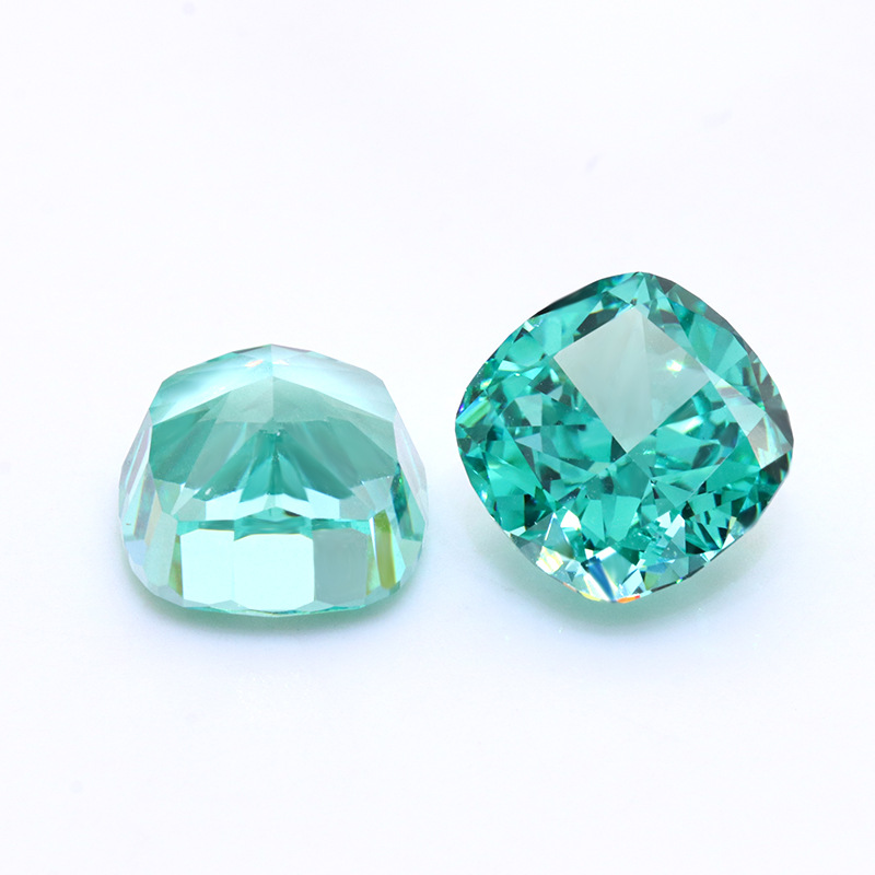 paraiba color cushion shape brilliant ice flower cut cubic zirconia manufacutrer