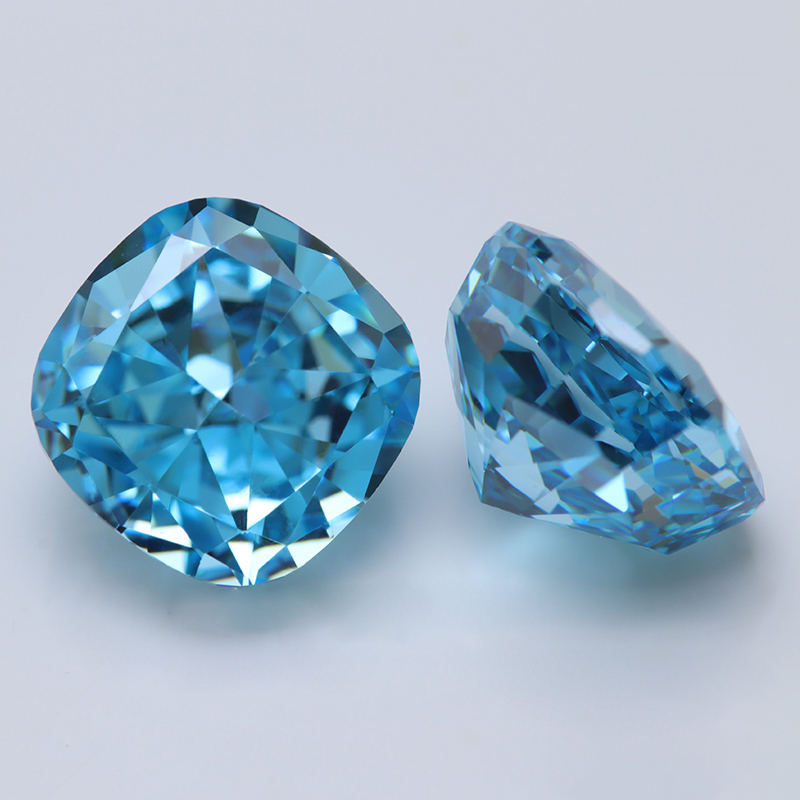 aquamarine color cushion shape brilliant ice flower cut cubic zirconia China