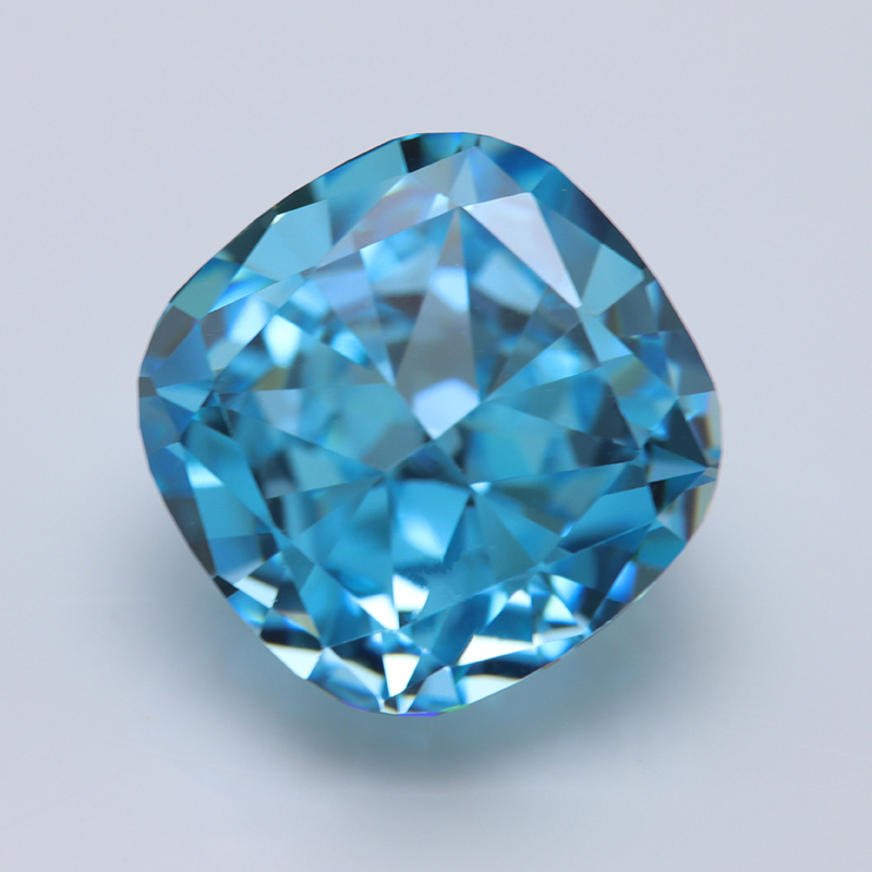 aquamarine color cushion shape brilliant ice flower cut cubic zirconia wholesale price