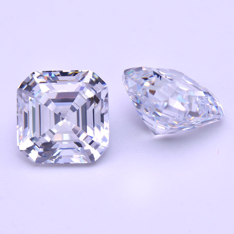 6A White Asscher Cut CZ